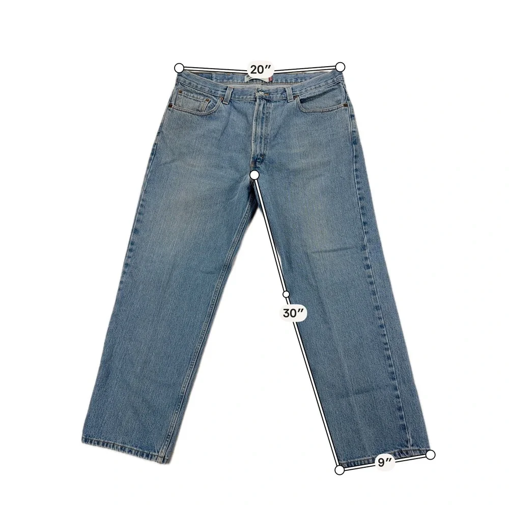 Levi's 550 Relaxed Fit‎ Tapered Leg Jeans Light Wash Denim 40x30 Blue Mens